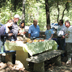 Examining the day's finds